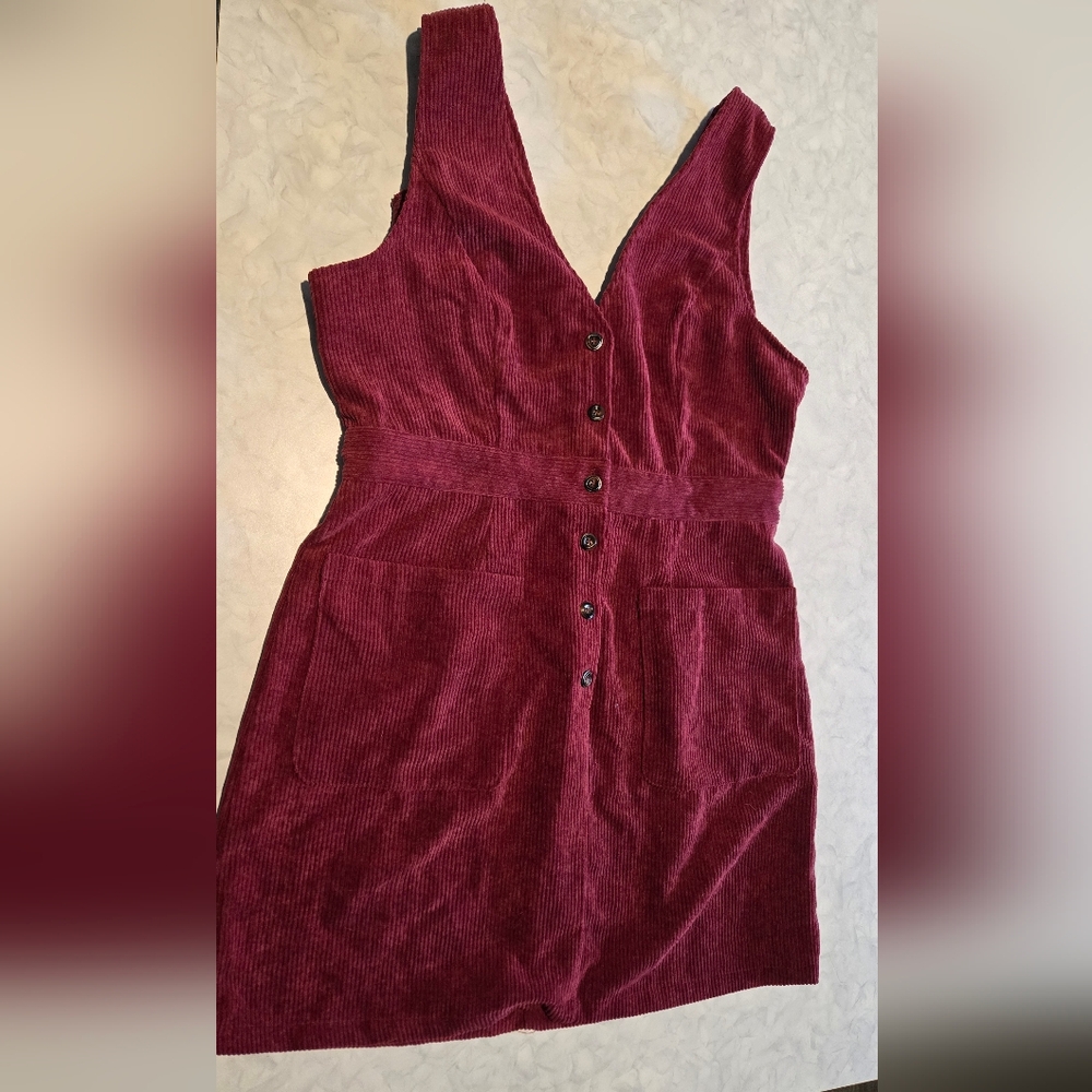 Elegant Burgundy Corduroy Dress Holiday Dress